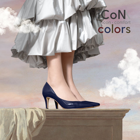 2024AW：iCoN COLORS：ポインテッドトゥ エナメル パンプス（C76531）クラシックネイビー/mamian（マミアン）