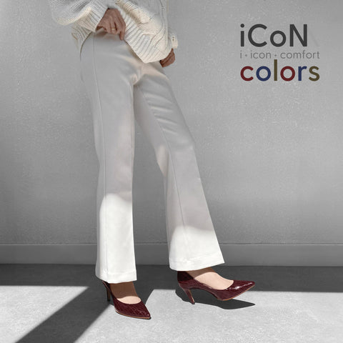 2024AW：iCoN COLORS：ポインテッドトゥ クロコ型押し パンプス（C76534）ボルドーCR/mamian（マミアン）