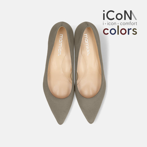 20%OFF：2024AW：iCoN COLORS：ポインテッドトゥ スエード パンプス（C57172）グレージュS/mamian（マミアン）