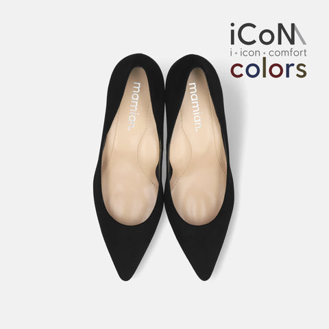 2024AW：iCoN COLORS：ポインテッドトゥ スエード パンプス（C76532）ブラックS/mamian（マミアン）