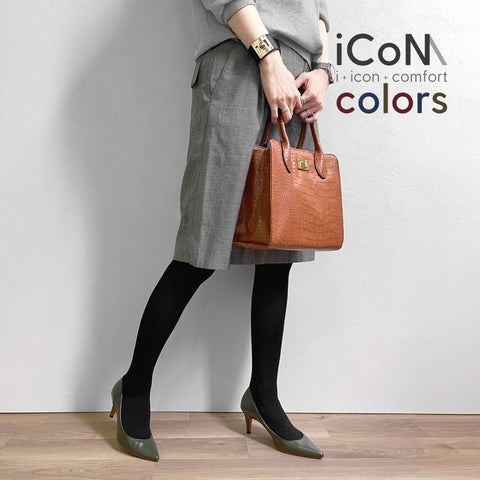 20%OFF：2024AW：iCoN COLORS：ポインテッドトゥ スムース パンプス（C76533）カーキ/mamian（マミアン）