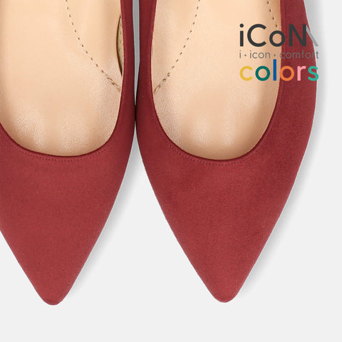 30%OFF：iCoN COLORS：ポインテッドトゥ スエード フラットシューズ（C20142）ボルドーS/mamian（マミアン）