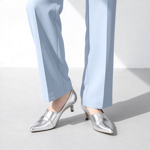 10% OFF: 2024SSBI: Pointed toe switching pumps (5154) Silver
