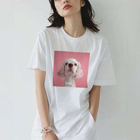 urday【Animal／White Dog／P】フォトTシャツ（9407684）ホワイト/urday（マミアン）