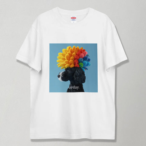 urday【Animal／Black Dog／LB】フォトTシャツ（8379668）ホワイト/urday（マミアン）