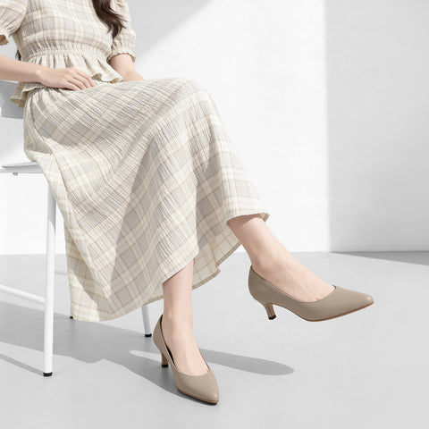 10% OFF: 2024SS: iCoN COLORS: Pointed Toe Smooth Pumps (C57173) Greige