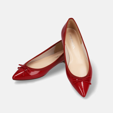 10% OFF: 2024SSBI: Pointed Toe Flat Ballet Shoes (1333) Red E