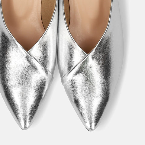 Out of stock 2024SSBI: Pointed toe flat babouche (137) Silver