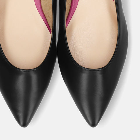 予約：2026SS：アクセントヒール フラットシューズ（4797）ブラック