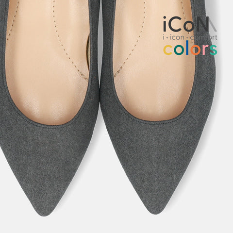 ラストワン50%OFF：iCoN COLORS：ポインテッドトゥ スエード フラットシューズ（C20142）チャコールS/mamian（マミアン）