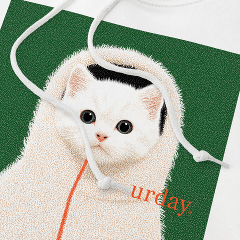 予約：urday【cat】アートワークスウェットプルパーカ（u-a-spk-0001-01）ブラック